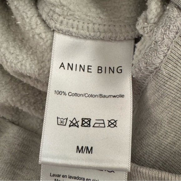 Anine Bing Harvey oversized grey hoodie with black logo. Size M. 100% cotton. - Picture 9 of 9